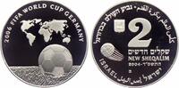 Israel 2 Shekel Fussball WM 2006 in Deutschland - Weltkarte mit Ball -