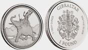Gibraltar 1 Pound Kriegselefant - Elefant - Tiere -