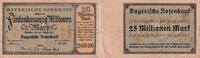 Bayern 25 Millionen Mark Banknote - Bayerische Notenbank - 25 Millionen Mark - Kennnr. rot 6-stellig -