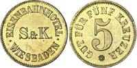 Wiesbaden 5 Kreuzer Token Eisenbahnhotel S.&K. Wiesbaden -