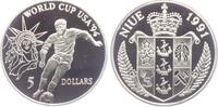 Niue 5 Dollars Fußball Weltmeisterschaft 1994 in USA - Spieler vor Freiheitsstatue -