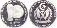 Sahara 1000 Pesetas Fußball Weltmeisterschaft 1998 in Frankreich - Ball vor Pokal -