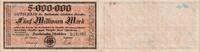 Weimarer Republik 5 Millionen Mark Banknote - Deutsche Reichsbahn Dresden - 5 Millionen Mark - 6-stellig - Serie B -