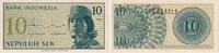 Indonesien 10 Sen Banknote - Indonesien - 1964 - 10 Sen - Soldatin - Frau mit Hut -