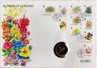 Guernsey 50 Pence auf Numisbrief Blumen - Natur - Flora auf Numisbrief - mit passenden Briefmarken und Stempel -