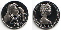 Jungferninseln - Britsh Vergin Islands 25 Cents Kupfer-Nickel-Münze - Mangroven-Kuckuck -