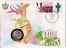 Kuba 20 Centavos auf Numisbrief Numisbrief Kuba - Frau in Tracht - Tabakfabrik -