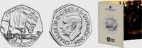 Großbritannien 50 Pence Tyrannosaurus Cretaceous Rex - Dinosaurier - Dino -