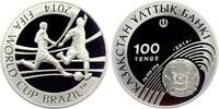 Kasachstan 100 Tenge Fussball WM 2014 in Brasilien - Spieler im Zweikampf -