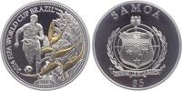 Samoa 5 Dollars 2013 Fussball WM 2014 in Brasilien - Spieler mit Ball vor Pflanze PP - farbig in Kapsel