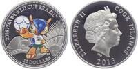 Cook Inseln 10 Dollars 2013 Fussball WM 2014 in Brasilien - Maskottchen PP - farbig in Kapsel