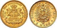 Hamburg - Kaiserreich 5 Mark Stadtwappen - kleiner Adler -