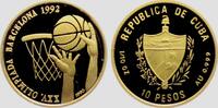 Kuba 10 Pesos - 1/10 Unze Olympische Spiele Barcelona 1992 - Basketball -
