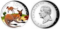 Australien 1 Dollar Känguru - Highrelief - farbig -