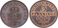 Brandenburg-Preußen 3 Pfennig 1871 A Wilhelm I. 1861-1888. Feine Tönung. CH UNC