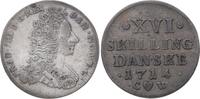 Dänemark 16 Skilling 1714 CW Frederik IV. 1699-1730. Hübsche Patina. VF