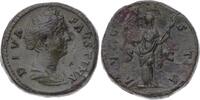 Kaiserzeit Sesterz Antoninus Pius für Faustina maior gestorben 141. Dunkelgrüne Patina. Kl. Schrötlingsfehler, Revers