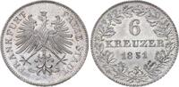 Frankfurt, Stadt 6 Kreuzer 1851 Erstabschlag. Feine Tönung. Winz. Kratzer, CH UNC