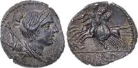 Republik AR-Denar A. Postumius Albinus 96 v. Chr.. Feine Tönung. Etwas rau, EF