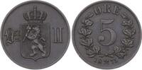 Norwegen 5 Öre 1 1875 Oscar II. 1872-1905. Winz. Randfehler, EF
