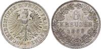 Frankfurt, Stadt 6 Kreuzer 1866 Winz. Randfehler, EF