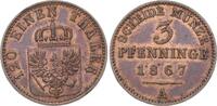 Brandenburg-Preußen 3 Pfennig Wilhelm I. 1861-1888. -