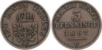 Brandenburg-Preußen 3 Pfennig Wilhelm I. 1861-1888. -