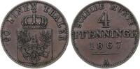 Brandenburg-Preußen 4 Pfennig Wilhelm I. 1861-1888. -