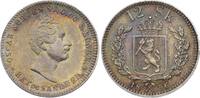 12 Skilling 1856 Norwegen Oscar I. 1844-1859. Hübsche Patina. Etwas berieben, Kl. Stempelfehler, sehr schön-vorzüglich