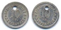 Sachsen/Altenburg - Meuselwitz 10 Pfennig Consum-Verein (Menzel zu16722.11) oben 2,50 mm gelocht -