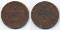 Finnland - Finland 5 Penniä Alexander II. von Russland 1855-1881 -