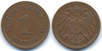 Kaiserreich 1 Pfennig großer Adler – Kupfer - Münzzeichen E doppelt geschnitten -