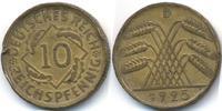 Weimarer Republik 10 Reichspfennig Kupfer/Aluminium – hoher Randstab -