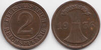 Weimarer Republik 2 Reichspfennig Kupfer -