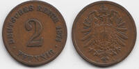 Kaiserreich 2 Pfennig kleiner Adler - Kupfer -