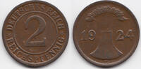 Weimarer Republik 2 Reichspfennig Kupfer -
