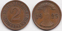 Weimarer Republik 2 Reichspfennig Kupfer -