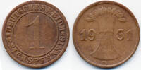 Weimarer Republik 1 Reichspfennig Kupfer -
