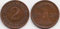 Weimarer Republik 2 Reichspfennig Kupfer -