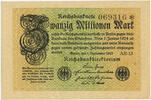 Deutsches Reich Inflation 1919-1924 20 Millionen Mark Rosenberg Nr. 107c – WZ Rauten KN 6stellig FZ AR -