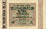 Deutsches Reich Inflation 1919-1924 Rosenberg Nr. 114a – WZ Hakensterne KN 6stellig FZ NF 10 Milliarden Mark 1923 1