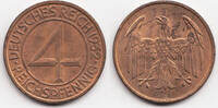 Weimarer Republik 4 Reichspfennig Kupfer -