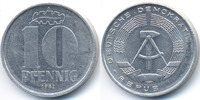 DDR 10 Pfennig Aluminium – Revers Prägeausfall -