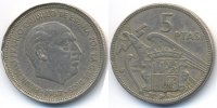 Spanien - Spain 5 Pesetas Francisco Franco 1939-1975 – dezentriert -