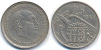 Spanien - Spain 25 Pesetas Francisco Franco 1939-1975 – dezentriert -