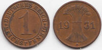 Weimarer Republik 1 Reichspfennig Kupfer -