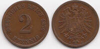Kaiserreich 2 Pfennig kleiner Adler - Kupfer -
