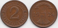 Weimarer Republik 2 Reichspfennig Kupfer -