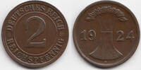 Weimarer Republik 2 Reichspfennig Kupfer -