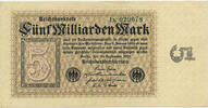 Deutsches Reich Inflation 1919-1924 Rosenberg Nr. 112c – Firmendruck WZ Kreuzblüten KN 6stellig FZ K 5 Milliarden Mark 1923 1-